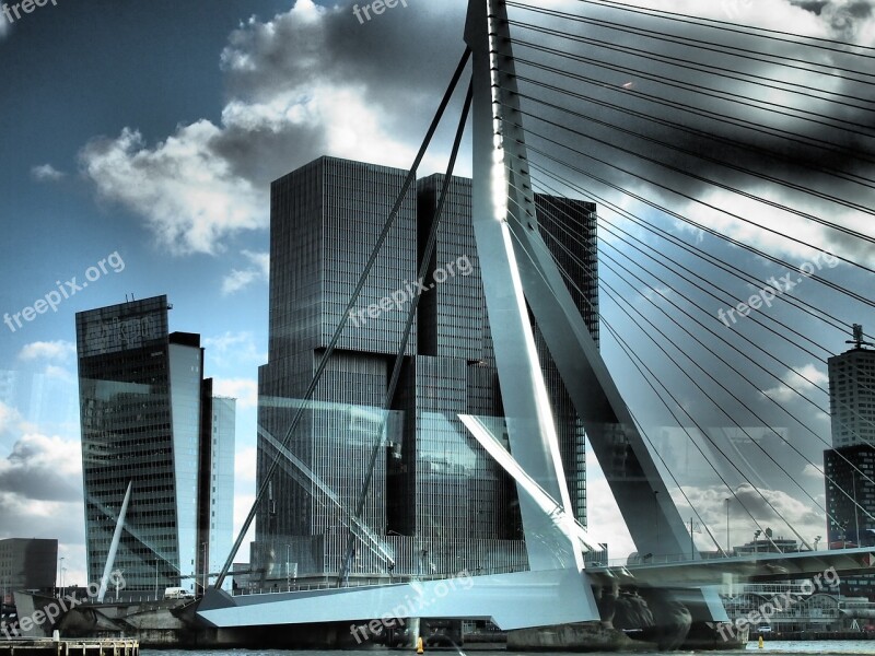 Bridge Clouds Netherlands Rotterdam Free Photos