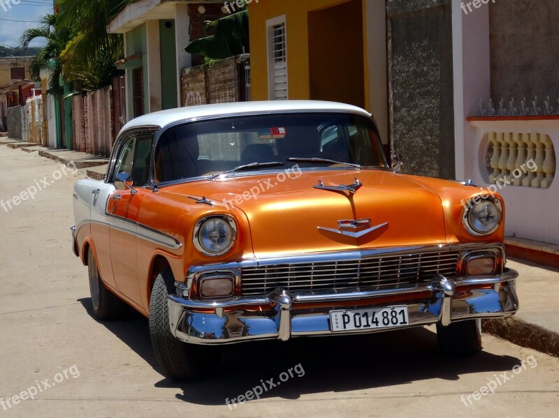 Car Retro Orange Cuba Free Photos