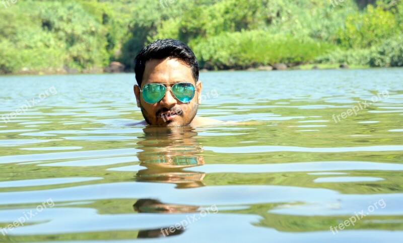 Water Glasses Under Swimmer Swim