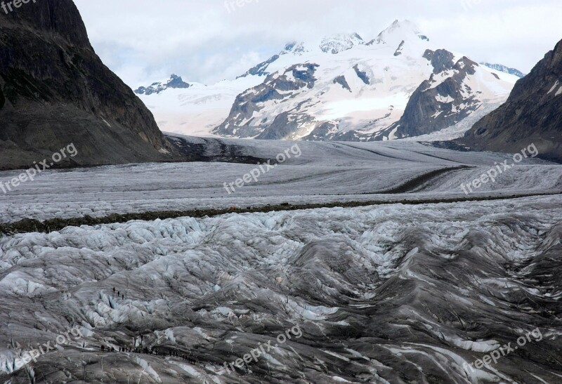 Glacier Aletsch Landscape Mountain Alpine