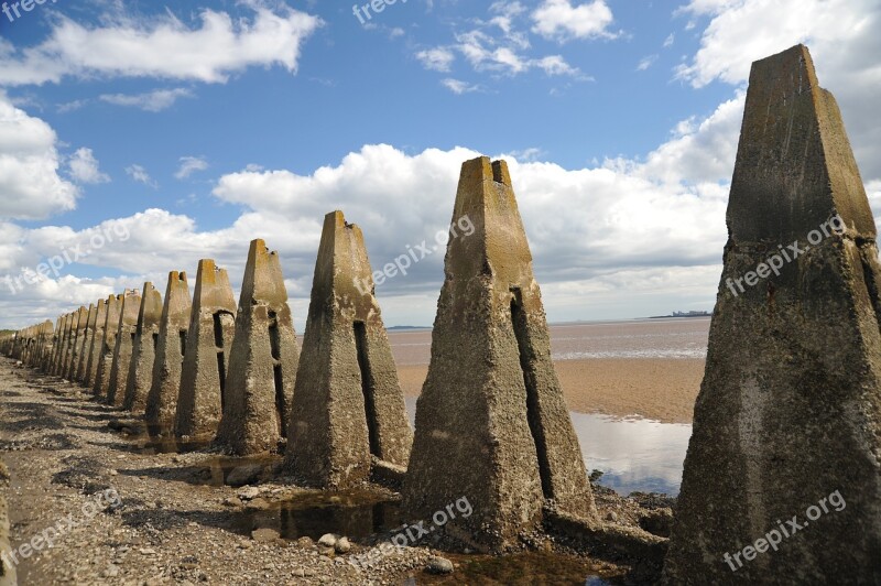 Pyramids Stones Sea Ebb Edinburgh