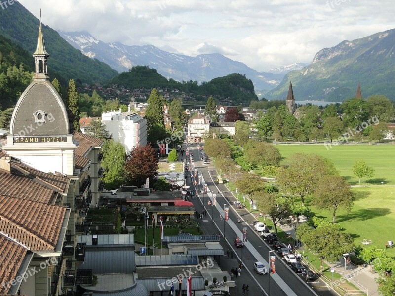 Mountains Landscape Cityscape Street Interlaken