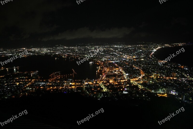 Night View Urban Landscape Bay Aerial City Views