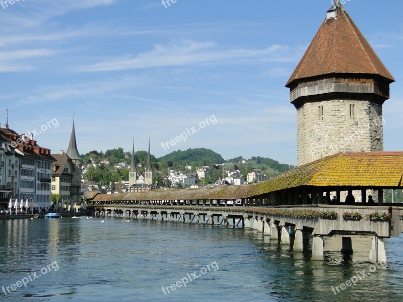 Lucerne Bridge Vintage History Lake