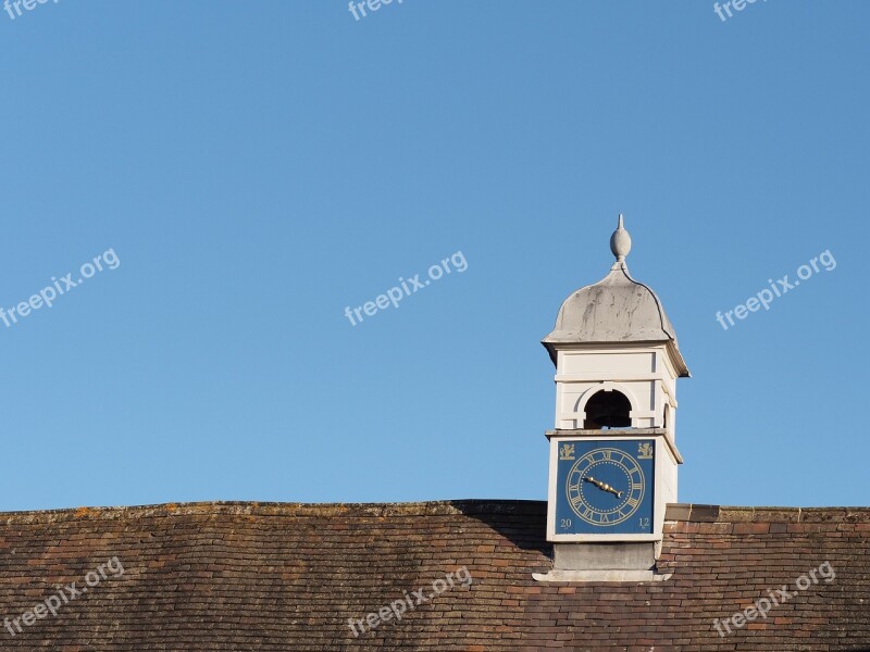 Clock Time Sky Roof Blue