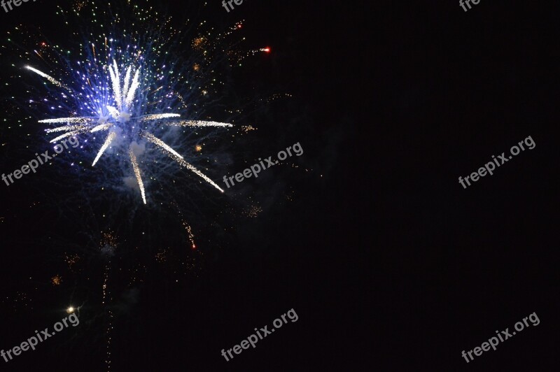 New Year Fireworks Blue Black White