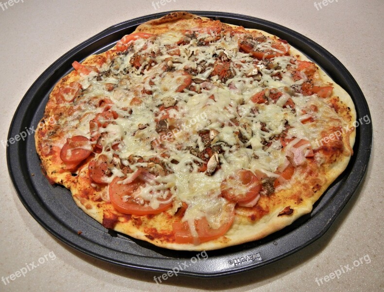 Pizza Pepperoni Tomato Mushrooms Bacon