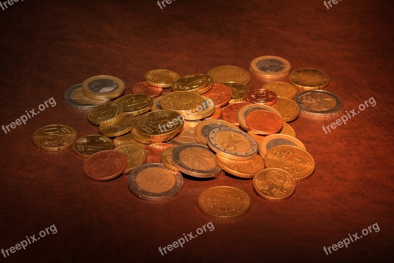 Money Coins Euro Loose Change Metal Money