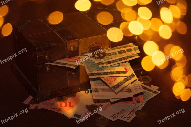 Treasure Chest Money Bokeh Lighting Paper Money