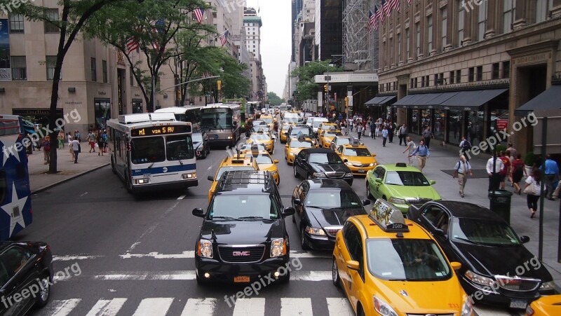 Yellow Cab Taxi New York Road Auto