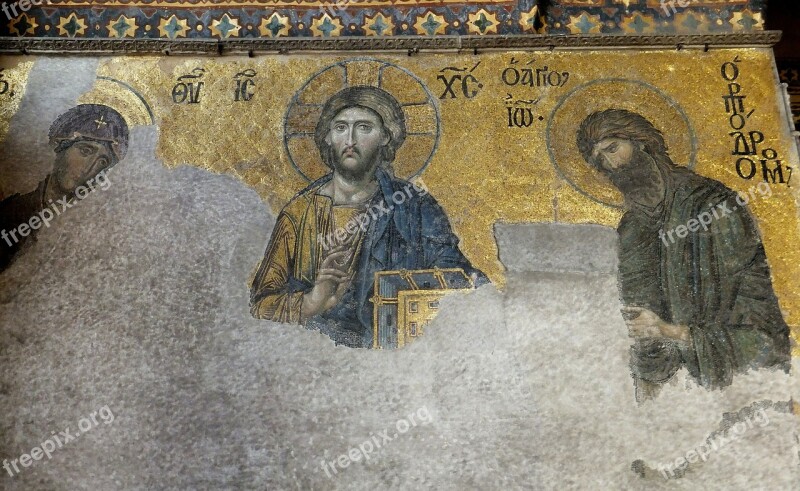 Deesis Mosaic Hagia Sophia Instabul Byzantine Art Mosaic