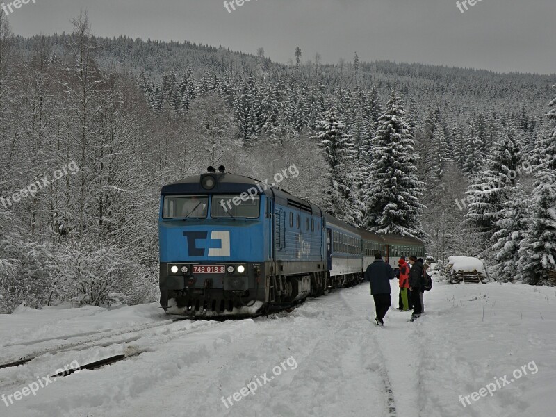 Train Locomotive Winter Southern Southern Bohemia