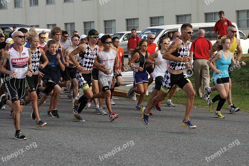 Triathalon Race Marathon Running Runners Run