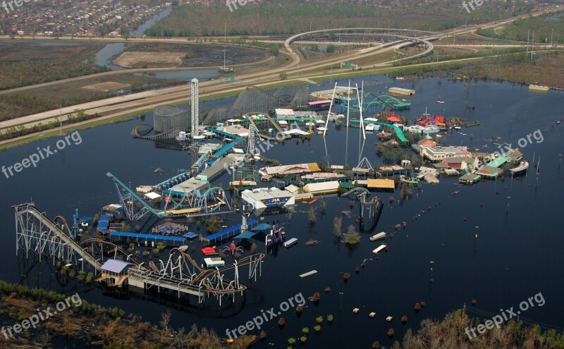 Hurricane Flooding Amusement Park Disaster Weather Storm