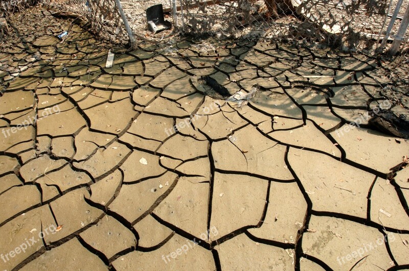 Mud Dried Cracked Street Sidewalks