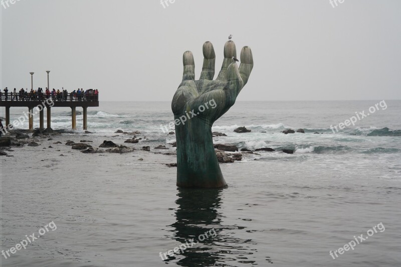 Pohang Hands Statue Beach Free Photos