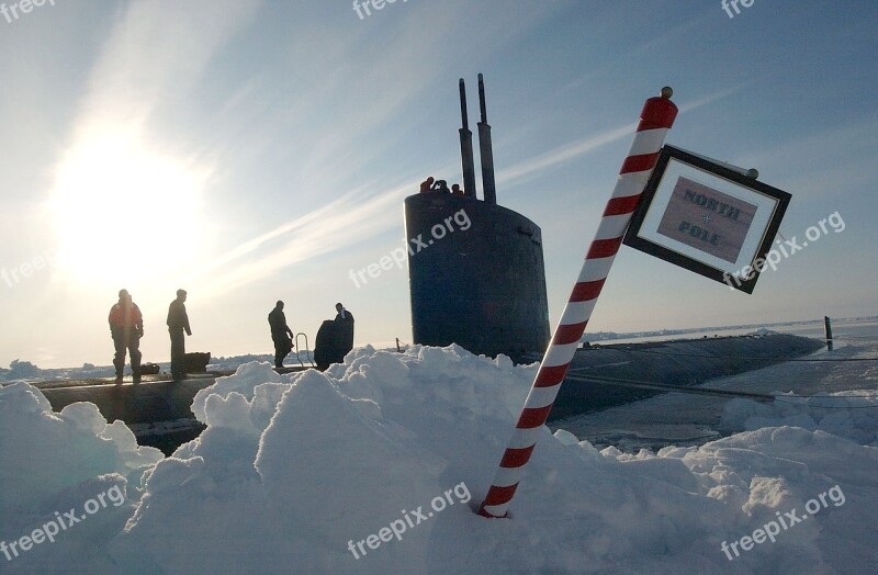 Submarine Navy Military Ice Cap North Pole