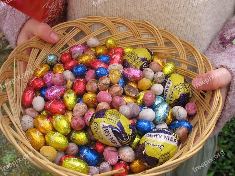 Candy Eggs Basket Spring Sugar Treats