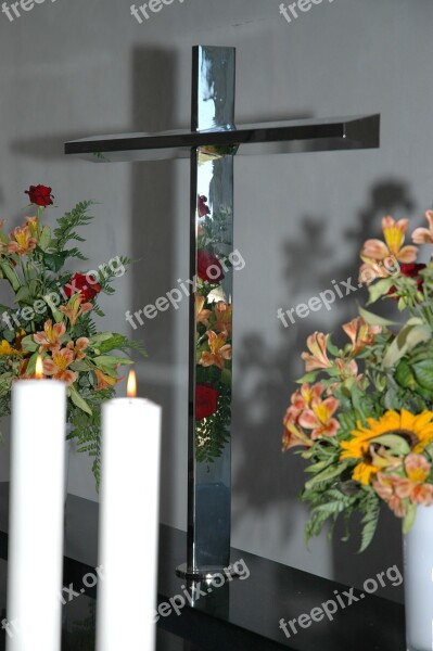 Altar Cross Light Flowers Free Photos