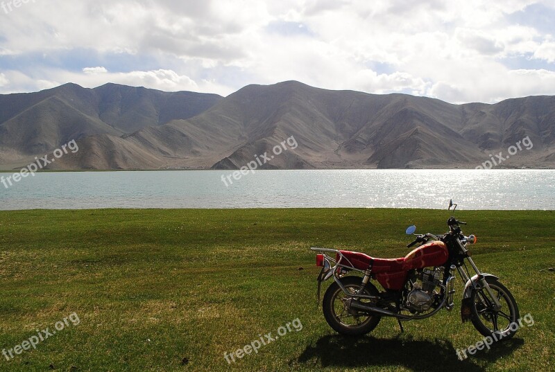 Motorbike Lake Mountain Transportation Travel