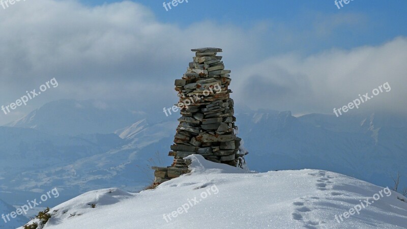 Landscapes Winter Landscape Nature Mountains Cairn