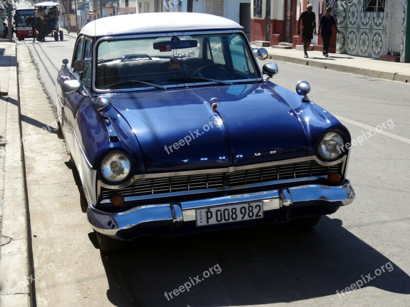 Car Retro Blue Old Ford