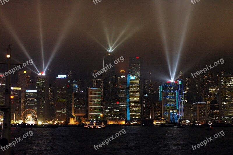 Hong Kong Victoria Harbor Carnival Laser Show Lights