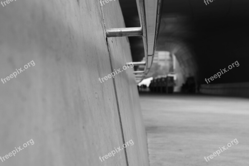 Handrail Tunnel Wall Black And White Free Photos