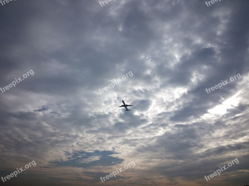 Plane Take Off Cloudy Sky Free Photos