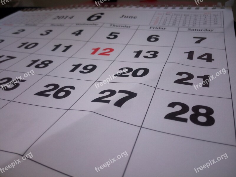 Calendar Daily Calendar June 2014 Free Photos