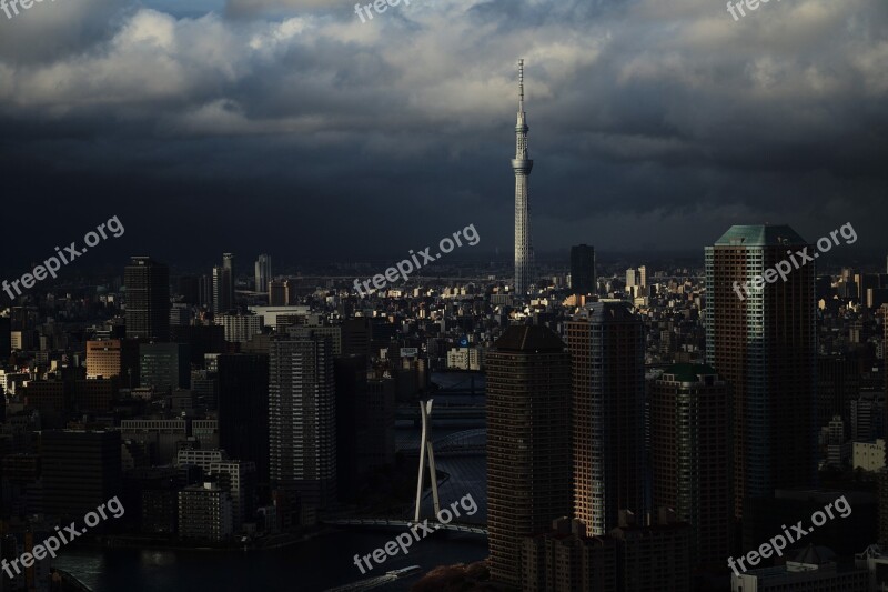 Tokyo Sky Tree High-rise Apartment Spring Storm Free Photos