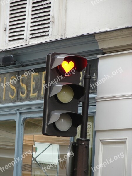 Red Light Heart Signalling Traffic Lights Stop