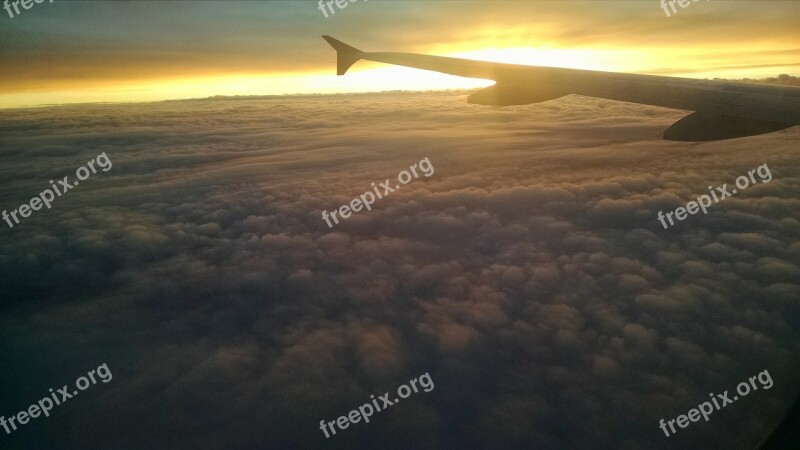 Cloud Airplane Sky View Sunrise