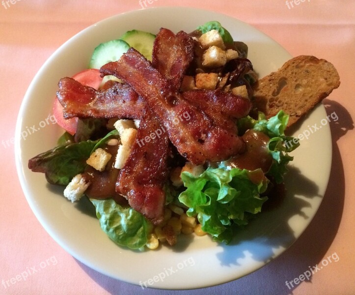 Salad Bacon Tomato Bread Eat