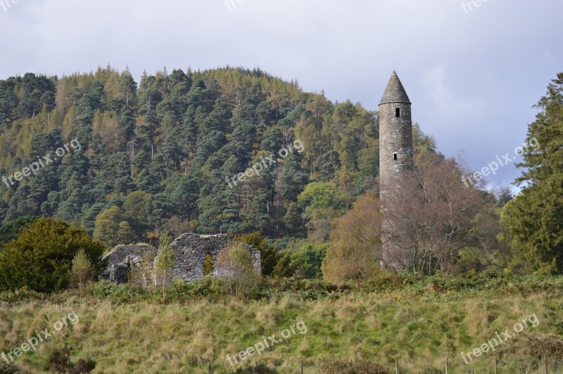 Glendalough Landscape Stone Tower Monastery