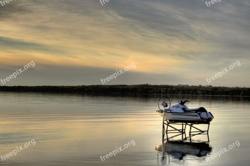 Personal Watercraft Lake Sunset Scenic Serene