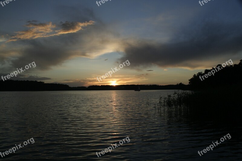 Lake Sunset Water Sky Nature