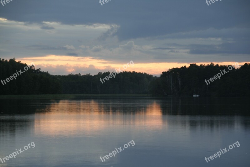 Lake Sunset Water Landscape Nature