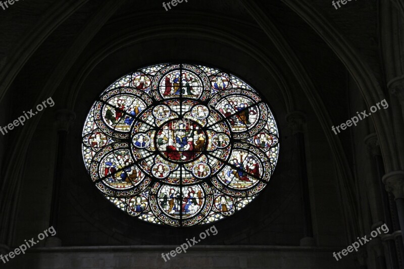 Stained Glass Window Rosette Window Church Glass