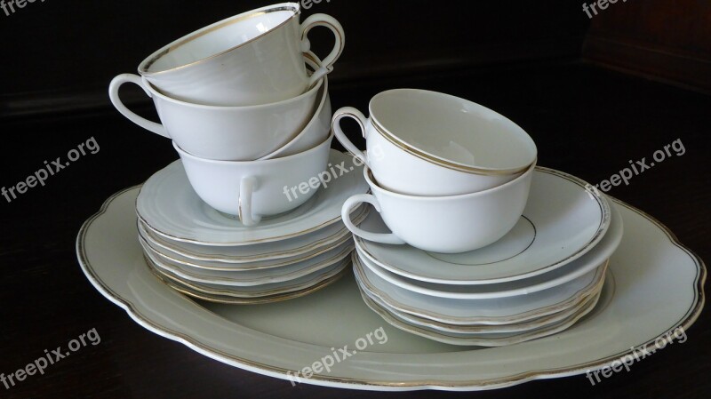 Tableware Porcelain Gold Edge White T