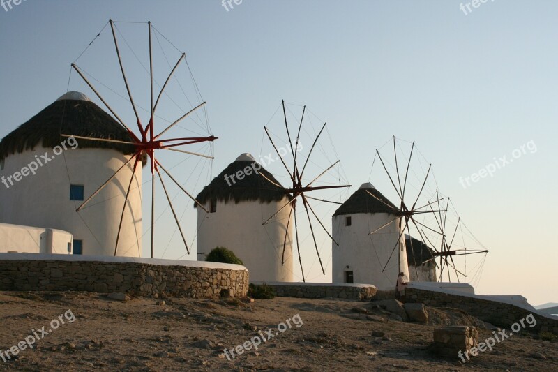 Windmills Mykonos Greece Island Greek