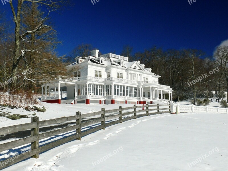 Landscape House Outdoors Overlook Snow