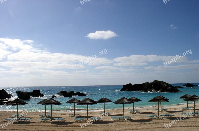 Beach Palapas Ocean Sand Sea