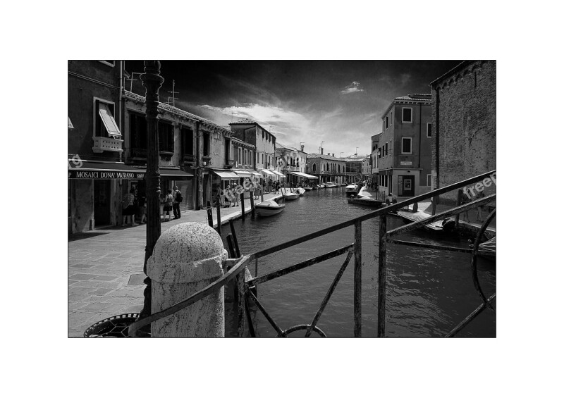 Channel Black White Burano Italy Vacations