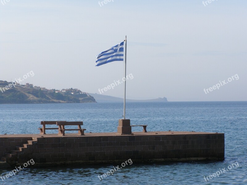 Greece Flag Sea National Coast Country