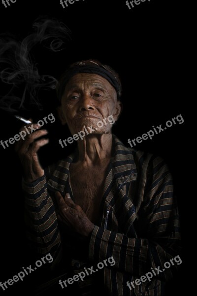 Parents Old Man Portrait Face Smoke