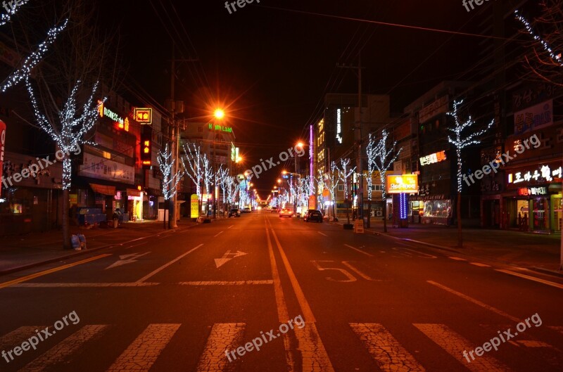 Night Landscape Nightlife Night Of Korea Road Night View