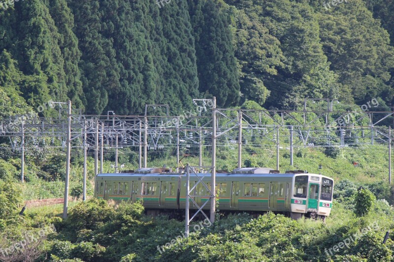 Ou Main Line Train Ozaso District Mountainous Fukushima