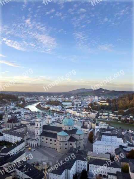 Landscape Sunset Europe City Salzberg