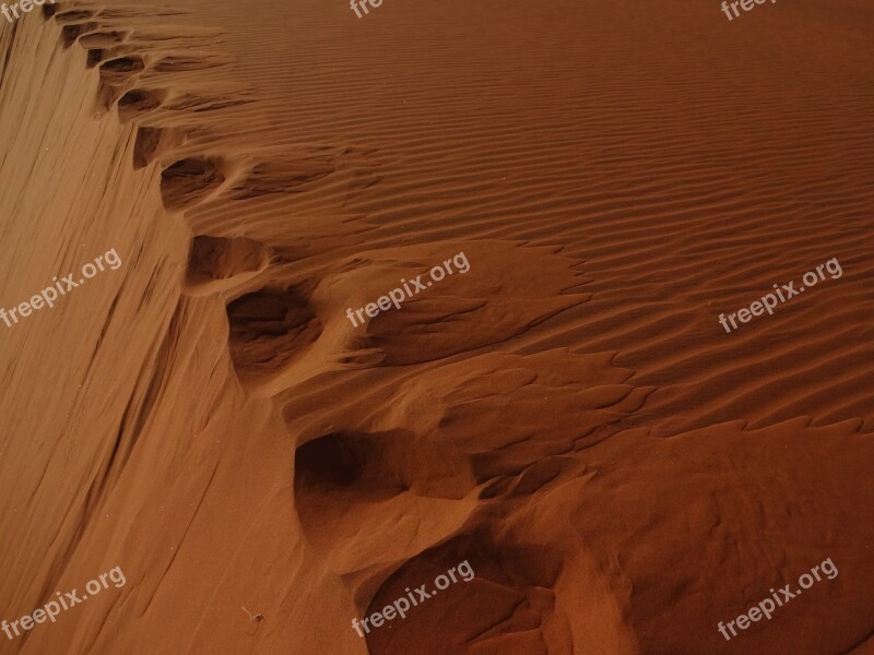 Desert Dune Footprints Sand Dry